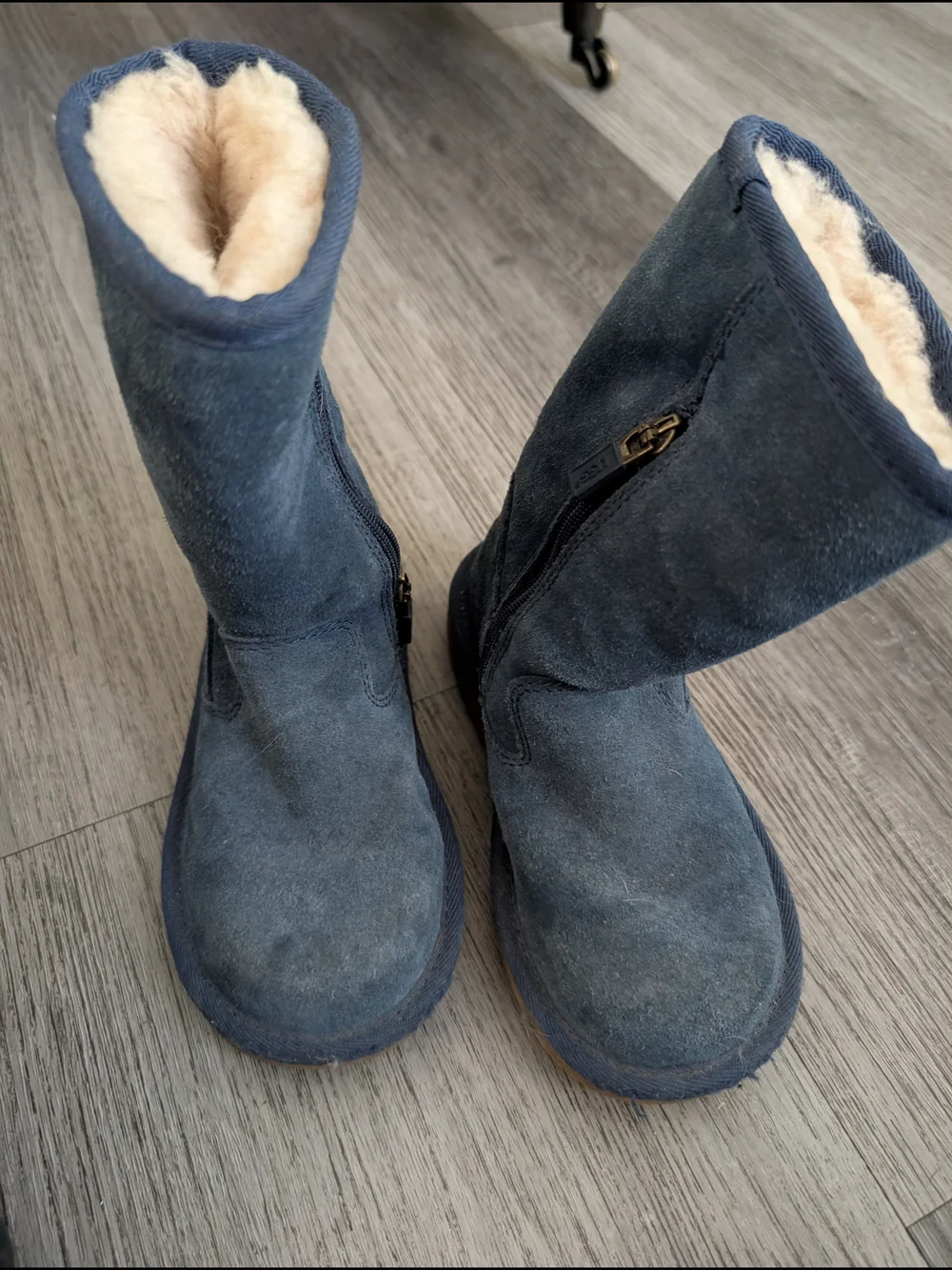 Kids Cozy Suede Mid-Calf Boot - Navy with Shearling Lining